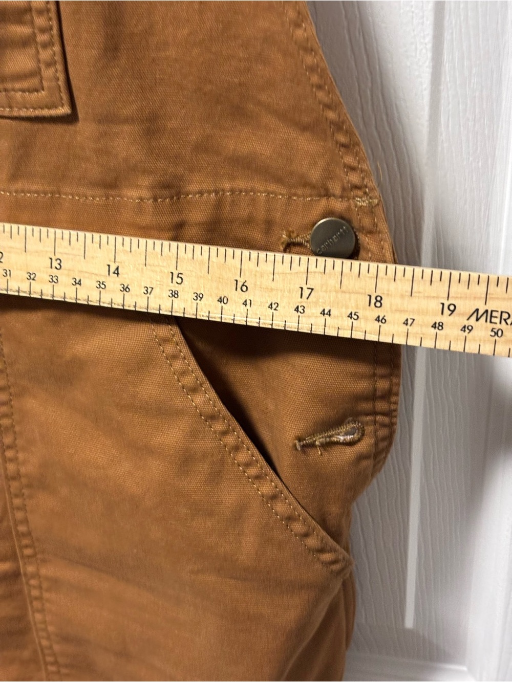Carhartt Womens Canvas Short Overalls Tan Duck Carpenter Shortalls Size M. - Picture 3 of 5